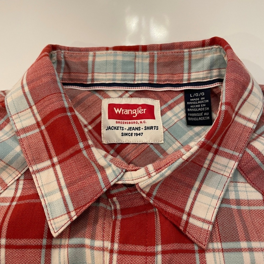 Wrangler Five Star Premium Mens Large Red Plaid Western Button Down Shirt NWT - Picture 5 of 5